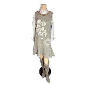 Anthropologie Knitted & Knotted Wool Panited Sleeveless Dress, Size L (287)